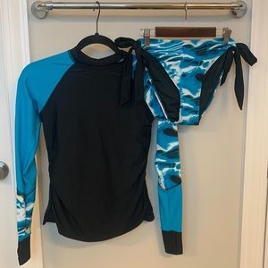 Obosoyo Long Sleeve Rash Guard UPF 50+ Vibrant Print Tankini Swimsuit